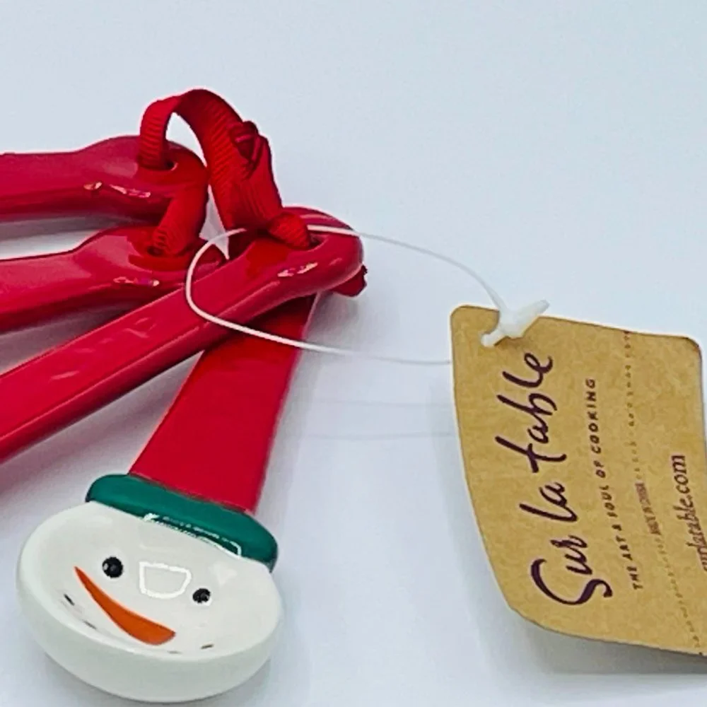 Vintage Sur La Table Ceramic Snowmen Measuring Spoons-excellent condition!